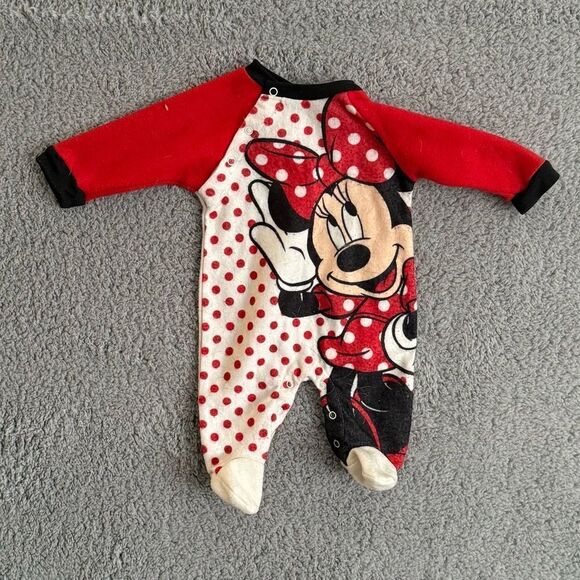Disney Other - Disney Minnie Mouse fleece footed sleeper size 0-3 months.